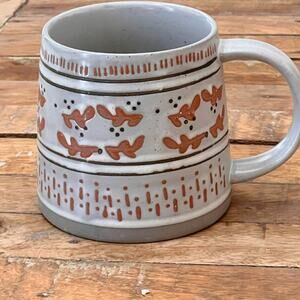 Sun River Gardens Stoneware Mug 5" x 3-3/4" 18 oz Hand-Stamped Orange Leaves